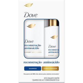 Kit Shampoo Dove Reconstrução+ Aminoácido Expert em Danos 350ml + Condicionador Dove Reconstrução+ Aminoácido Expert em Danos 175ml