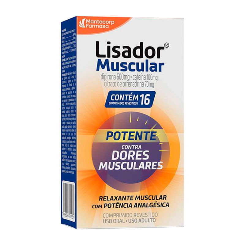 Analgésico e Relaxante Muscular Lisador Muscular 16 Comprimidos Revestidos