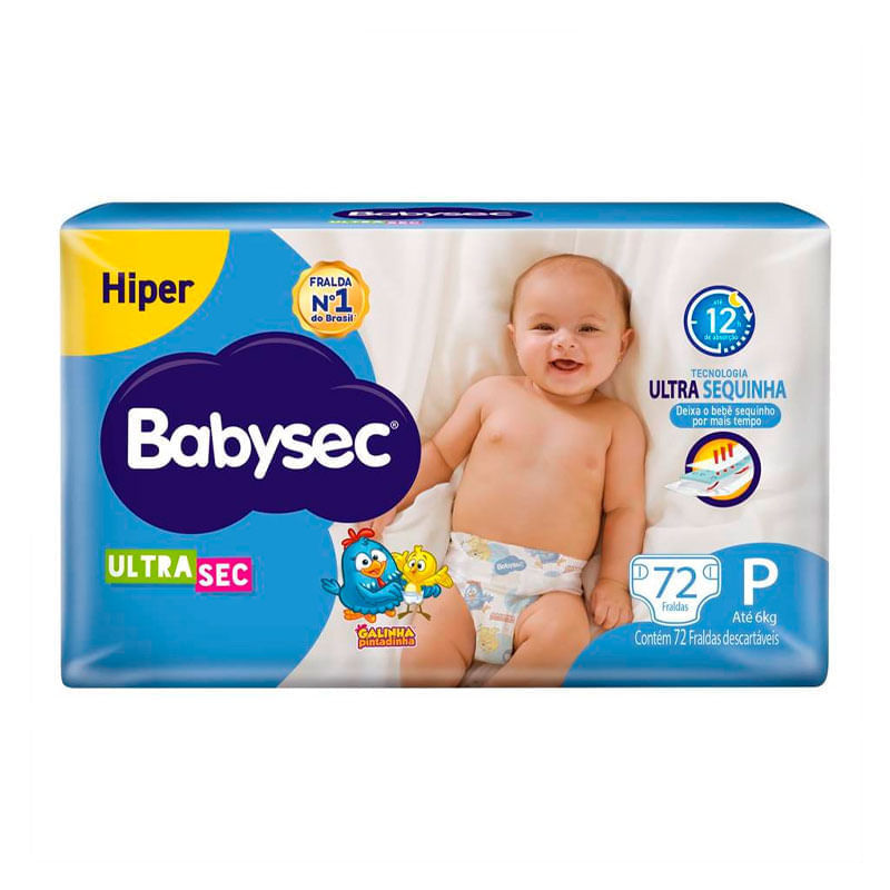Fralda Babysec Ultrasec Hiper Galinha Pintadinha P 72 Unidades