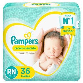 Fraldas Pampers Recém Nascido Premium Care RN 36 Unidades