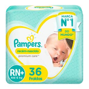 Fraldas Pampers Recém Nascido Premium Care RN+ 36 Unidades