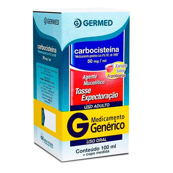 Carbocisteína 50mg/ml Germed Pharma Xarope Adulto Sabor Framboesa 100ml + Copo Medida