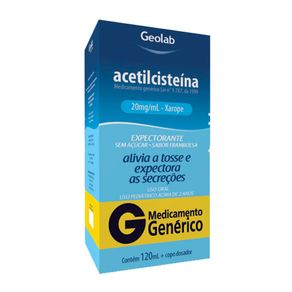 Acetilcisteína 20mg/ml Geolab Xarope Pediátrico Sabor Framboesa 120ml + Copo Dosador