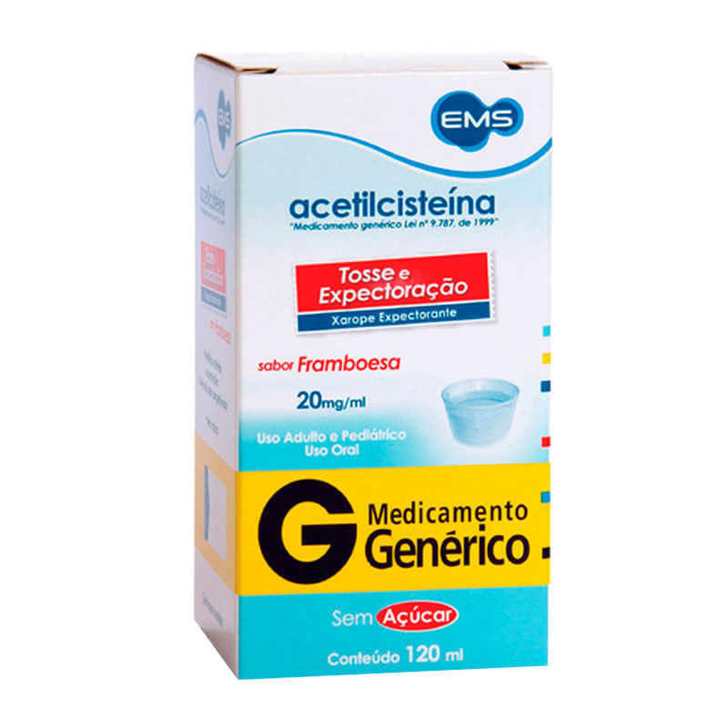 Acetilcisteína 20mg/ml EMS Xarope Pediátrico Sabor Framboesa 120ml + Copo Dosador