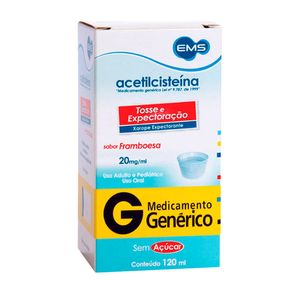 Acetilcisteína 20mg/ml EMS Xarope Pediátrico Sabor Framboesa 120ml + Copo Dosador