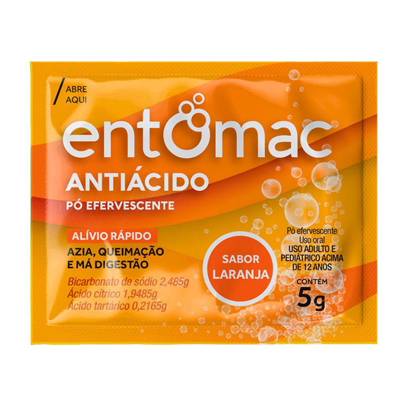 Antiácido Entomac Pó Efervescente Sabor Laranja 5g