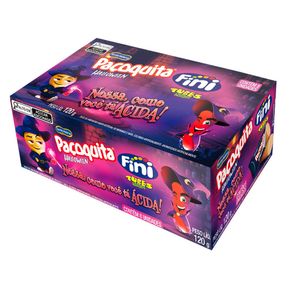 Doce de Amendoim Paçoquita Santa Helena Halloween Fini Tubes Azedinhos Sabor Morango e Nata 8 Unidades