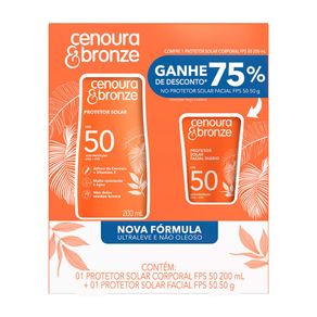 Kit Protetor Solar Corporal Cenoura & Bronze FPS50 200ml + Protetor Solar Facial Cenoura & Bronze FPS50 50g