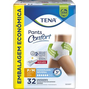Roupa Íntima Tena Pants Confort P/M Embalagem Econômica 32 Unidades