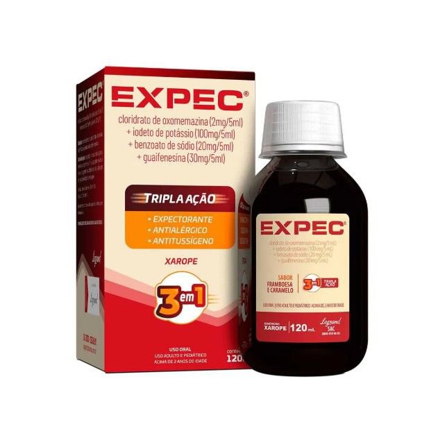 Expec Xarope Tripla Ação Sabor Framboesa e Caramelo 120ml + Copo Dosador