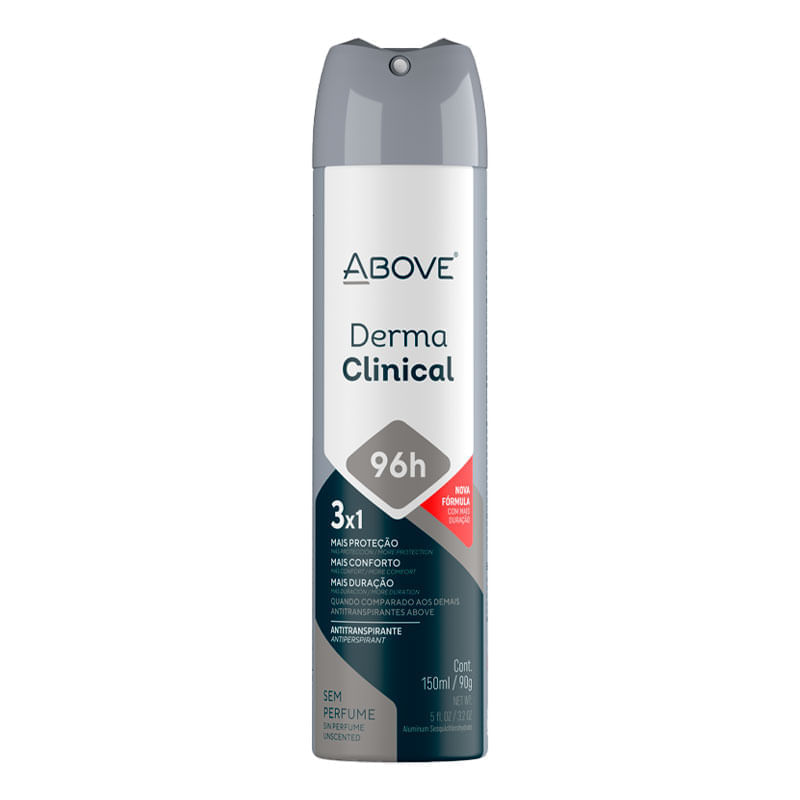Desodorante Antitranspirante Aerossol Above Derma Clinical Sem Perfume 96h 150ml
