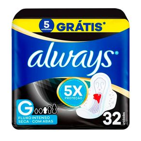 Absorvente Always Noturno Seca Com Abas Tamanho G 32 Unidades