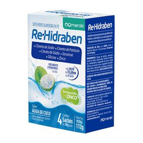 Suplemento Alimentar Re-Hidraben Sabor Água de Coco 4 Sachês