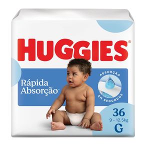 Fralda Huggies Rápida Absorção Embalagem Economica G 36 Unidades