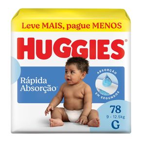 Fralda Huggies Rápida Absorção G Embalagem Econômica 78 Unidades