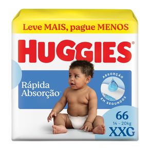 Fralda Huggies Rápida Absorção XXG Embalagem Econômica 66 Unidades