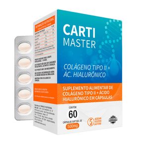 Suplemento Alimentar Carti Master Colágeno Tipo II + Ácido Hialurônico 60 Cápsulas Softgel