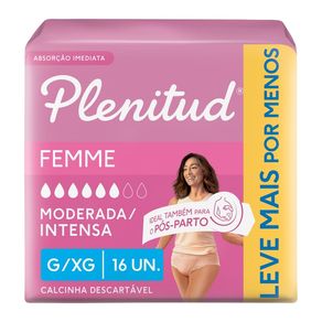 Roupa Íntima Plenitud Femme para Incontinência G/XG 16 Unidades