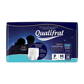 Roupa Íntima Descartável Qualifral Pants Noturna P/M 16 Unidades