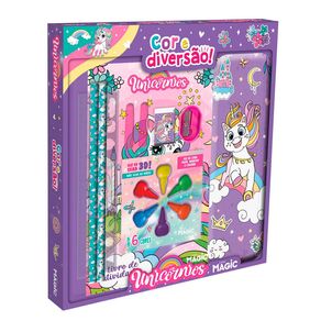 Livro De Colorir Cor e Diversão Unicornios + Acessórios 1 Unidade