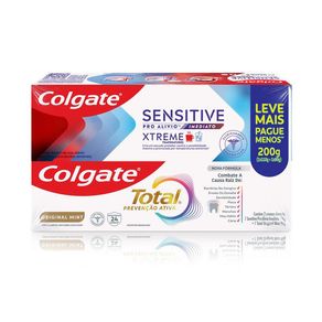 Creme Dental Total Original Mint Colgate Prevenção Ativa 90g + Sensitive Pró Alívio Imediato Xtreme 110g