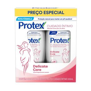 Kit Sabonete Líquido Protex Cuidado Íntimo Delicate Care 200ml + Sabonete Líquido Protex Cuidado Íntimo Delicate Care 100ml