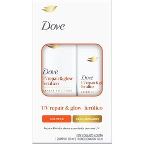 Kit Shampoo Dove UVrepair & Glow+ Ferúlico Expert em Danos 350ml + Condicionador Dove UVrepair & Glow+ Ferúlico Expert em Danos 150ml