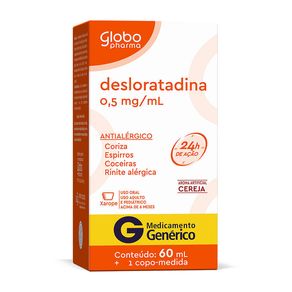 Desloratadina 0,5mg/ml Globo Pharma Solução Oral Sabor Cereja 60ml + Copo Dosador