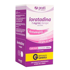 Loratadina 1mg/ml Prati Donaduzzi Xarope Solução Oral Sabor Tutti-Frutti 100ml + Copo Dosador
