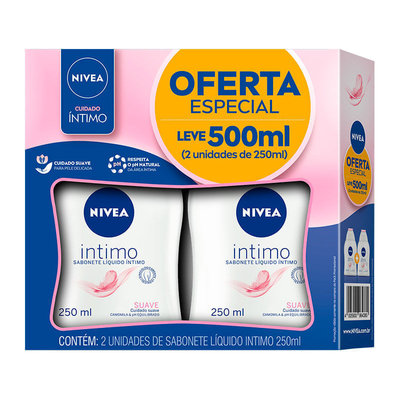 Kit Sabonete Líquido Íntimo Nivea Suave 2 Unidades 250ml Cada