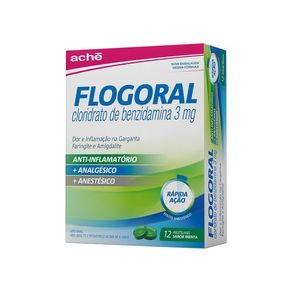 Pastilha para Garganta Flogoral Sabor Menta 12 Unidades