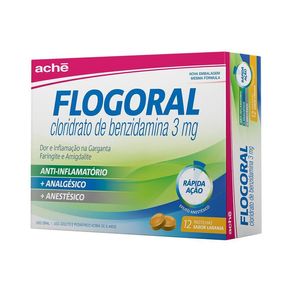 Pastilha para Garganta Flogoral Sabor Laranja 12 Unidades