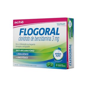 Pastilha para Garganta Flogoral Sabor Menta 8 Unidades