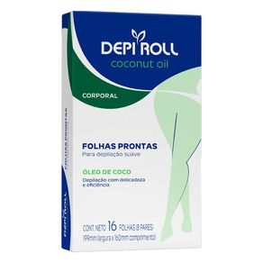 Folhas Depilatórias Corporal Depi Roll Óleo de Coco 8 Pares