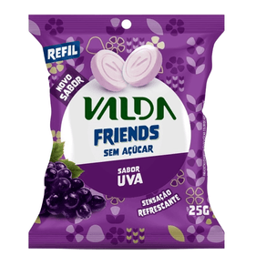 Refil Pastilhas Valda Friends Sem Açúcar Sabor Uva 25g