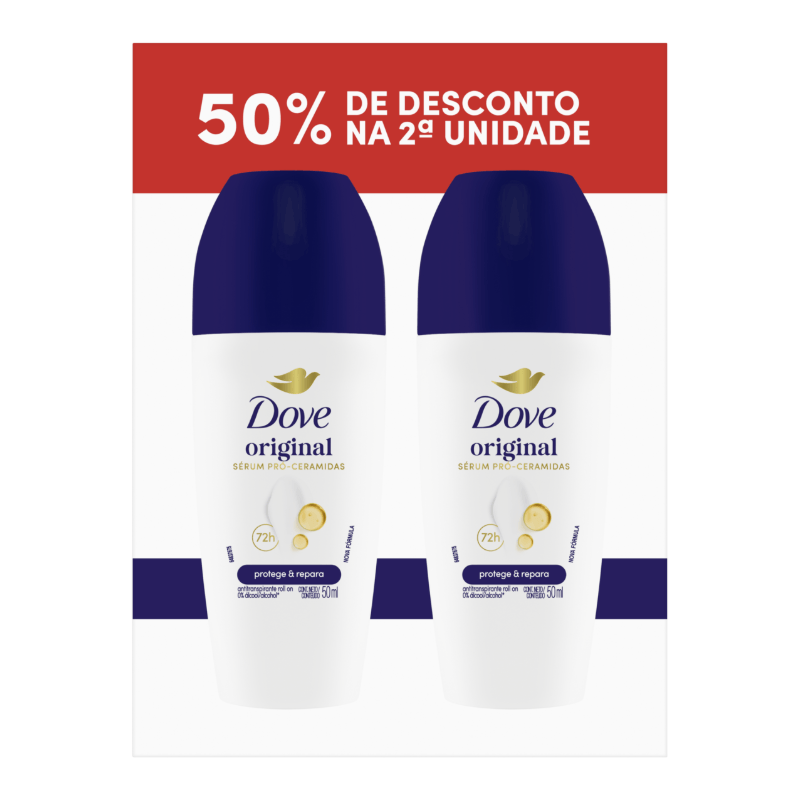 Kit Desodorante Antitranspirante Roll-On Dove Original Sérum Pró-Ceramidas 2 Unidades 50ml