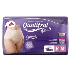 Roupa Íntima Descartável Qualifral Pants Femme P/M 16 Unidades