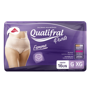 Roupa Íntima Descartável Qualifral Pants Femme G/XG 16 Unidades