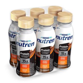Bebida Láctea Nutren Protein 15g de Proteína Sabor Chocolate Zero Lactose 6 Unidades de 260ml Cada
