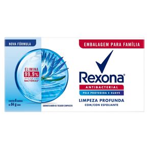 Sabonete em Barra Rexona Antibacterial Limpeza Profunda 6 Unidades 84g Cada