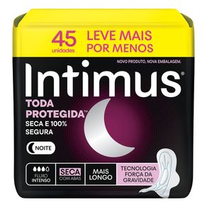 Absorvente Intimus Noturno Extra Proteção Cobertura Seca com Abas 45 Unidades