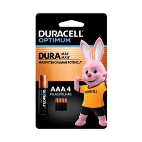 Pilha Alcalina Palito Duracell Optimum AAA 4 Unidades
