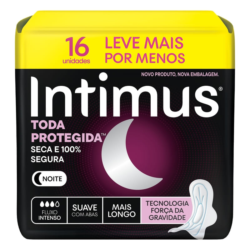 Absorvente Intimus Toda Protegida Noturno Suave Com Abas 16 Unidades