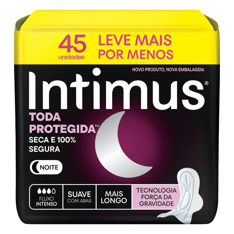 Absorvente Intimus Toda Protegida Noturno Suave Com Abas 45 Unidades