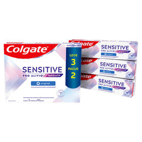 Kit Creme Dental Para Sensibilidade Colgate Sensitive Pro Alívio Imediato Original 3 Unidades 90g Cada
