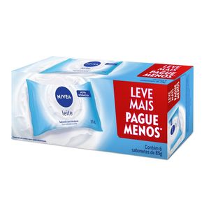 Sabonete em Barra Nivea Leite Hidratante 6 Unidades 85g Cada