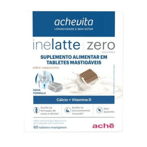 Suplemento Inelatte Cálcio + Vitamina D Sabor Cappuccino 60 Tabletes Mastigáveis
