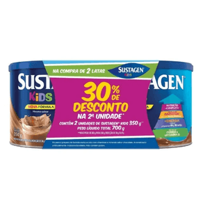 Kit Complemento Alimentar Sustagen Kids Sabor Chocolate 2 Unidades 350g Cada Kit Complemento Alimentar Sustagen Kids Sabor Chocolate 2 Unidades 380g Cada