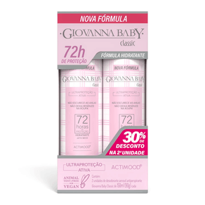 Kit Desodorante Antitranspirante Aerossol Giovanna Baby Classic 72h 2 Unidades 150ml cada