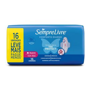 Absorvente Externo Sempre Livre Adapt Plus Suave Conforto Diurno Com Abas 16 Unidades